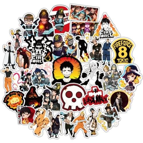 50pcs/set Fire Force Enen no Shouboutai Fire Brigade Sticker Waterproof Colorful Classic Fan Collect DIY Public Transit Stickers