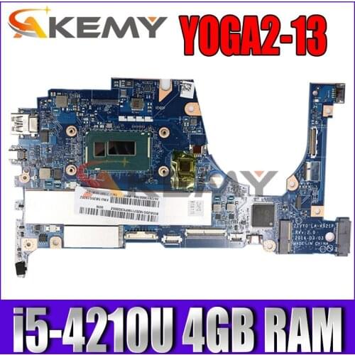 Akemy ZIVY0 LA-A921P REV 2.0 For Lenovo 13.3" Yoga 2 13 20344 SR1EF i5-4210U 1.6GHz Motherboard 4GB RAM Memory