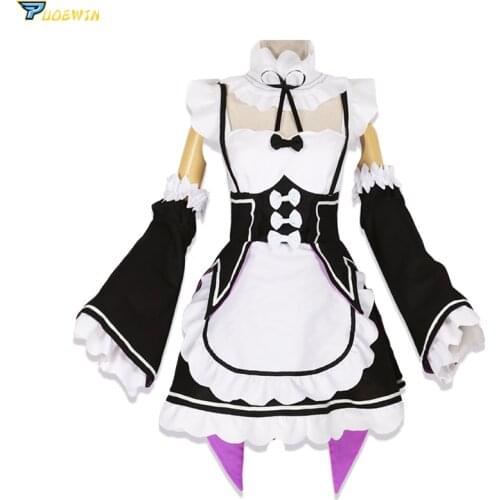 Anime Re Zero Ram Rem Cosplay Costume Maid Dress Halloween Party Costume