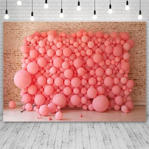 Avezano Photography Backdrop Birthday Party Pink Balloon Retro Brick Wall Girl Background Photo Studio Photocall Photozone Decor