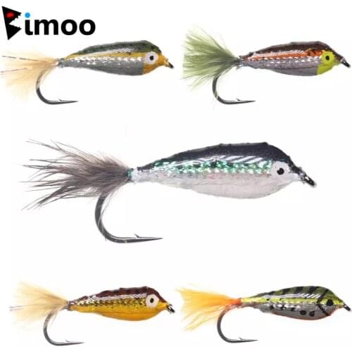 Bimoo 6PCS #4 Epoxy Baitfish Minnows Fry Trout Fly Fishing Flies Lures Streamer for Salmon Pike Rainbow Trout Chub Perch Fishing