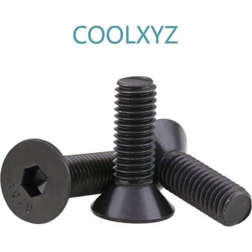 10.9 Level Black Countersunk Head Hexagon Socket Bolts KM DIN7991 Hex socket Flat Head Machine Micro Screw M1.6M2M2.5M3 10Pcs
