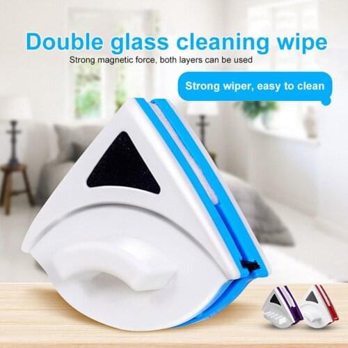 Household Triangle Double Sided Anpro Wash Window Wiper Magnetic Window Cleaning Brush Tool Glass Wipe Brush Scraper Cleaner