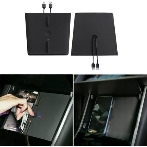 For Tesla Model 3 Center Console Wireless Charger Pad Dual USB Ports Mobile Phones Wirelss Charging For iPhone 11 XS Max Samsung