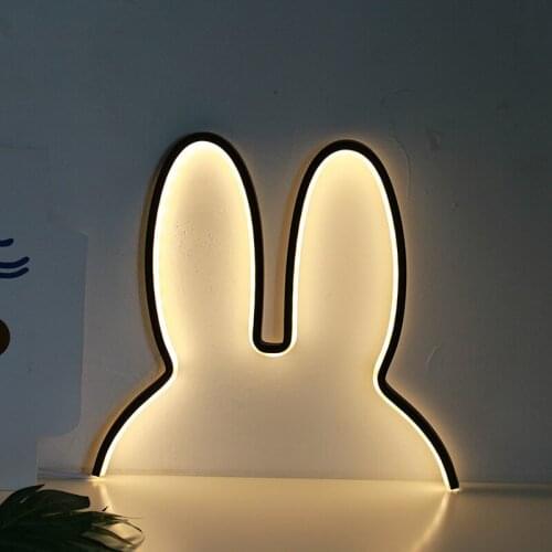 Baby Night Lamp Rabbit Night Lights For Children Wall Bedroom Home Decorative Lamp USB Power LED Light For Kids Xmas Gift