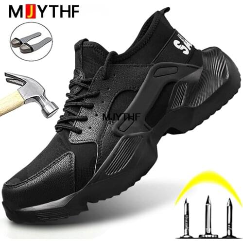 Breathable Light Work Shoes Sneakers Mens Steel Toe Work Safety Shoes Men Indestructible Shoes Puncture-Proof Work Boots Men