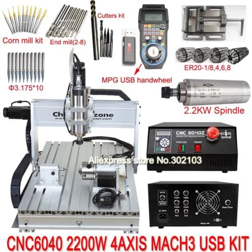 CNC Router 6040 2.2KW 4axis USB Controller Box CNC Milling Cutting Engraving Wood Carving Machine DIY Hobby CNC Manufacturer