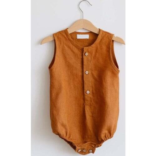 Summer Baby Boy Girls Romper 2021 New Summer Solid Color Jumpsuit Toddler Girl Single-breasted One-pieces For 0-24M