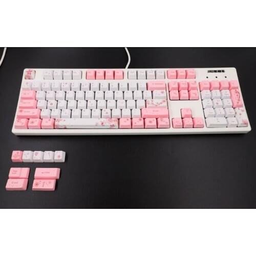 OEM PBT Cherry Blossom Keycap Mechanical Keyboard Keycaps Dye-Sublimation Keycap Wholesale Dropshipping