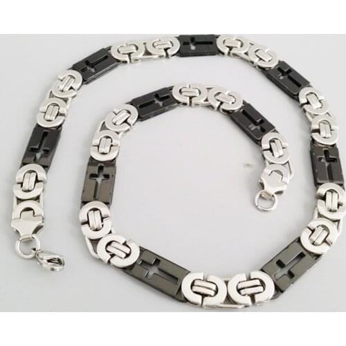 Mens cross necklace Stainless Steel Byzantine Link Cross Chain 6/8/10mm Elegant Necklace Male Fashion Jewelry Birthday Gift