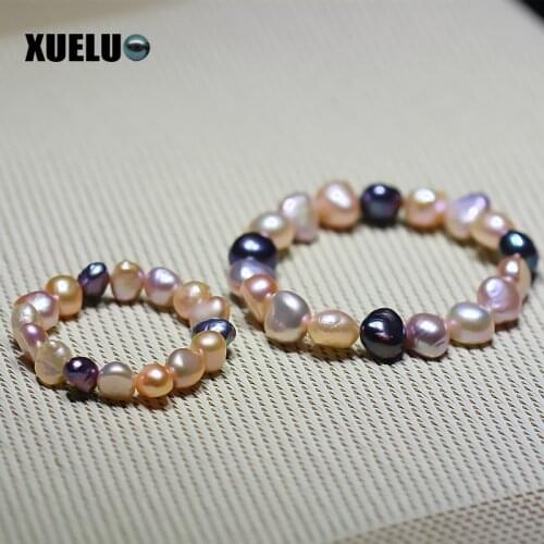 XUELUO Stretch Multi color Natural Baroque Freshwater Pearl Bracelets Sets Jewelry Parant-kids Bracelet Sets