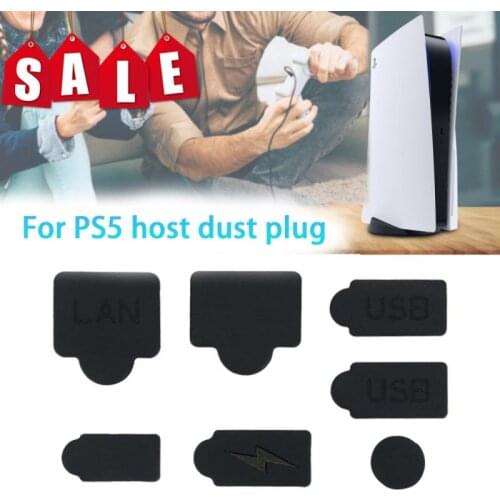 7PCS Silicone Dust Plugs Set USB Interface Anti-Dust Cap Cover For PS5 Cover Stopper Game Console Accessories Parts