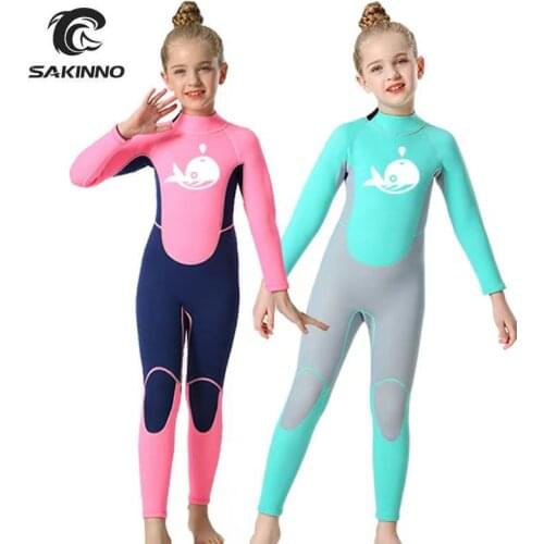 2.5MM Neoprene Wetsuit Kids Gilrs Scuba diving suit Sun-proof Surfing snorkeling girls winter Long sleeve thermal Swimsuit
