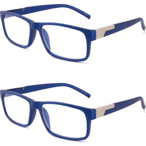 2Pcs TR Square Reading Glasses Vintage Flexible Men Magnifier Locomotive Matte Black Blue Presbyopic Eyewear +1.0 +1.5 +2.5 +3.5