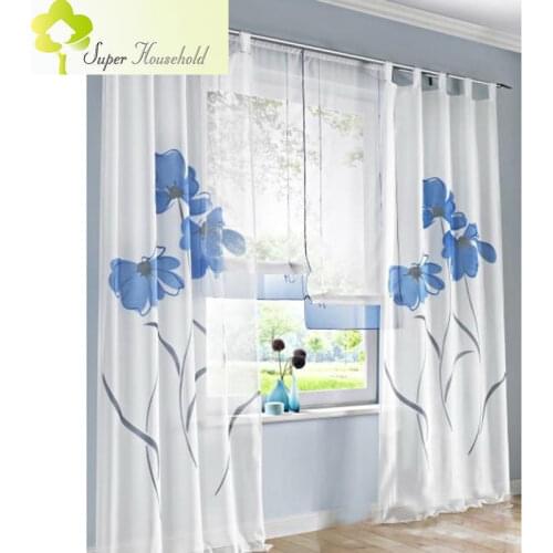 Window Screen Sheer Curtains For Living Room Jacquard Printed Floral Screens Window Treatments Tulle for Bedroom Balcony Drape