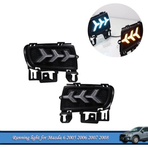 Fit For Mazda6 Mazda 6 2005 2006 2007 2008 Car DRL LED Daytime Light Running Lights Waterproof Fog Lamp With Turn Signal
