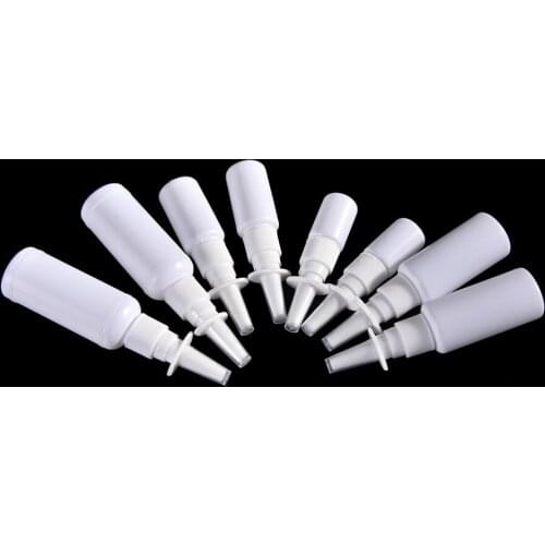 2pcs White Empty Plastic Nasal Spray Bottles Pump Sprayer For Medical Packaging Mist Nose Spray Refillable Bottle