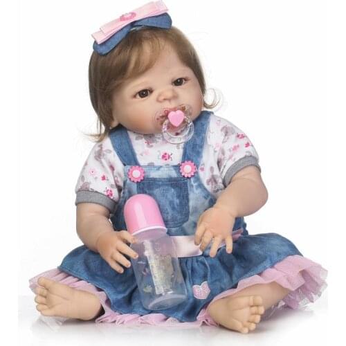 57CM Full SIlicone Vinyl Body Reborn Babies Dolls Bebe Alive Lifelike Bathe Toys Birthday Gift Princess Toddler Girl NPK DOLL