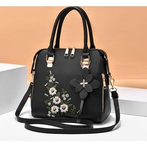 Luxury Embroidery Flower Handbag For Women PU Leather Tassel Crossbody Bag Designer Handle Bag Brand Female Shoulder Bag bolso