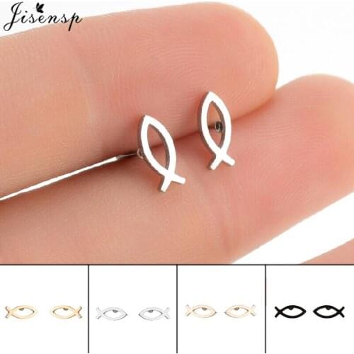 Jisensp Simple Style Stainless Steel Hollow Fish Stud Earrings Bohemian Lovely Animal Earrings for Women Kids Birthday Gift