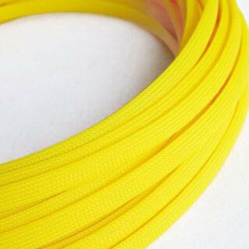 1-50Meters Snakeskin Mesh Wire Protecting Nylon Tight PET Expandable Insulation Sheathing Braided Sleeves Fluorescent Yellow