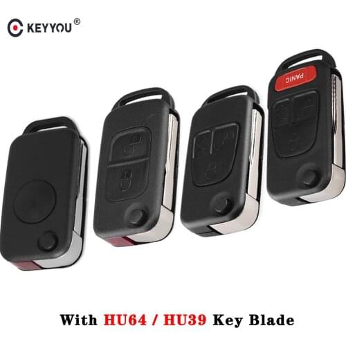 KEYYOU 1/2/3/4 Button Flip Folding Car Shell Remote Key Fob Case For Mercedes Benz SLK E113 A C E S W168 W202 W203 1984-2004
