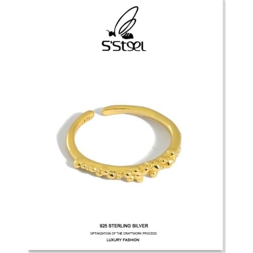 SSTEEL Korean Rings 925 Sterling Silver For Women Designer Irregular Minimalist Adjustable Ring Anillos De Plata 925 Jewellery