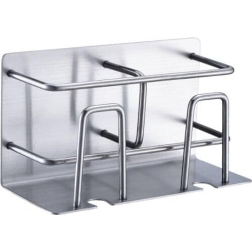 Stainless Steel Rack Toothbrush Rack Wall-Mounted Bathroom Rack Suitable for Facial Cleanser and Toothpaste Atorage