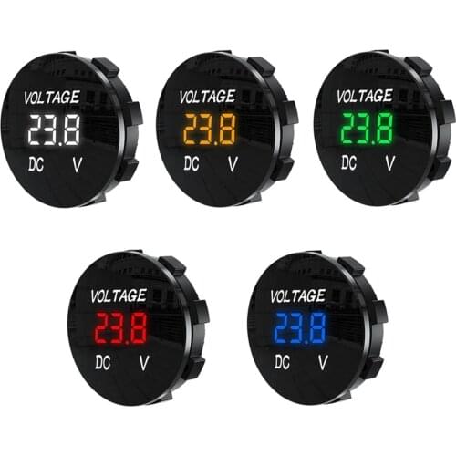 LED Voltage Meter Panel Digital Voltmeter DC 12V 24V Waterproof Modified with Indicator Light for Car Motorcycle Boat ATV