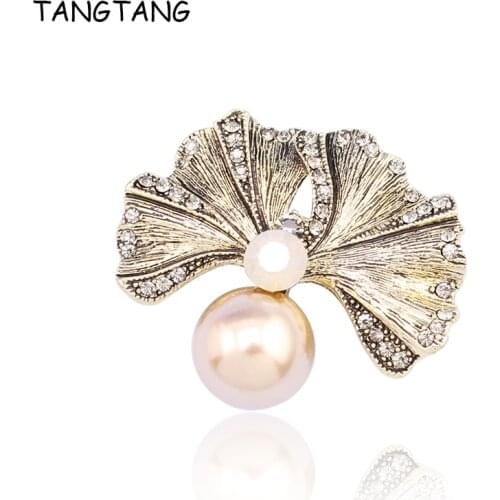 TANGTANG Pearl Pedant Brooch Rhinestone Elegant Women Jewelry Accessories Brooches And Pins Flower Pin Brooch Trendy Nice Lovely