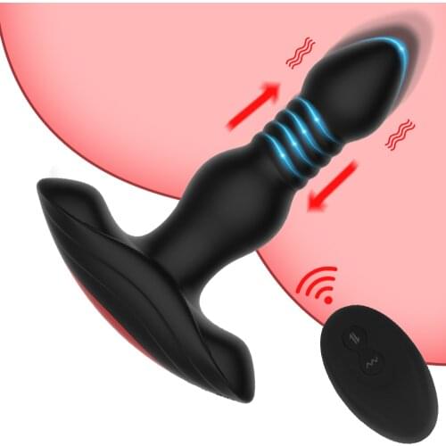 Telescopic Anal Vibrator Thrusting Dildo Vibrators Wireless Remote Control Male Prostate Massager Butt Plug Anus SexToys for Men