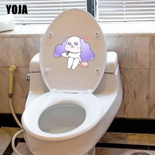 YOJA 21.7*18CM Dogs Listening To Music Wall Decal Toilet Sticker BedRoom Home Decoration T3-0658