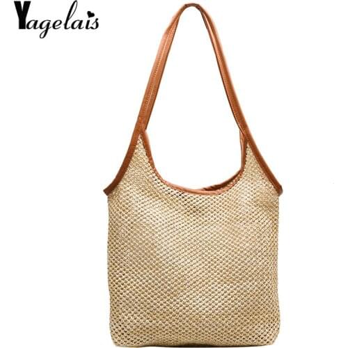 Ladies Handbags Summer Beach Bag Rattan Weaving Hand-Woven Straw Large Capacity Tote Ladies Shoulder Bag Bohemian New