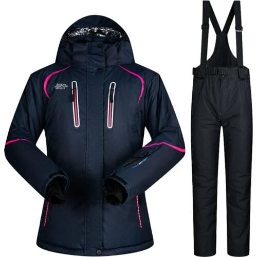 Womens Ski suit Snowboarding Jacket + Pants Snowboard clothing waterproof Windproof Ski Coat and Trousers Thick Thermal Parka