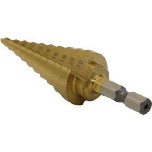 1PC Hex Titanium Step Cone Drill Bit 4-22MM Hole Cutter HSS 4241 For Sheet Metalworking Wood Drilling