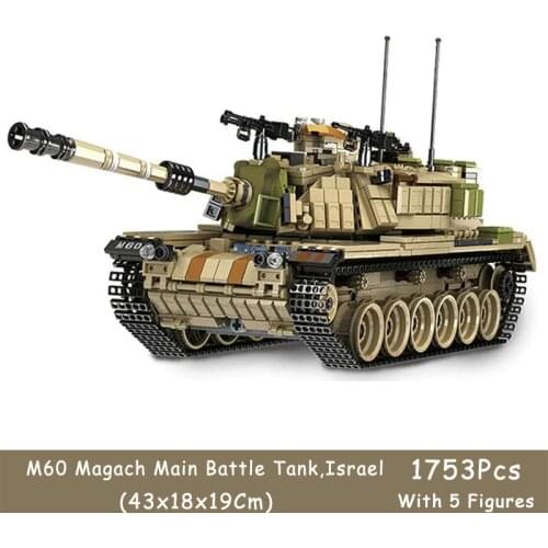 1753Pcs Israel M60 Magach Main Battle Tank With 5 Color Printing Soldier Figures Military Building Block Collection Gift Toy