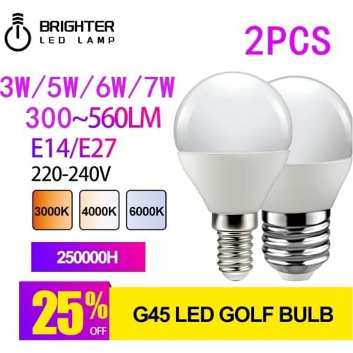 LED Bulb for Home Decoration Office G45 5W 7W E14 E27 3000K/6000K Lampada 2pcs/lot 220V-240V LED Lamp Bombillas