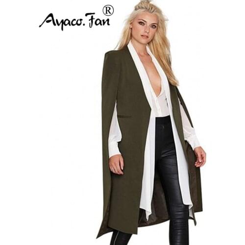 2019 Women Trench Casual Coat Open Front Windbreaker Cloak Split Lightweight Trench Winter Longline Cape Party Casual Blazer