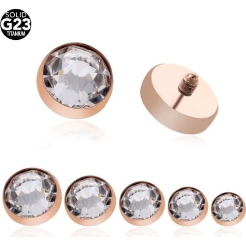 3pcs/lot Titanium Micro Dermal Anchor 3mm 4mm 5mm Top Rose Gold Skin Diver Implants Jewelled Hide Rings Attachment Body Jewelry