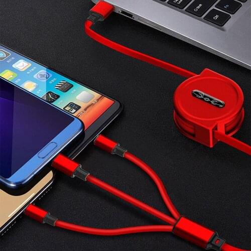 3in1 usb cable for Samsung 3 in 1 2in1 LED Micro USB Type C 8Pin charger Wire for iPhone Huawei Xiaomi