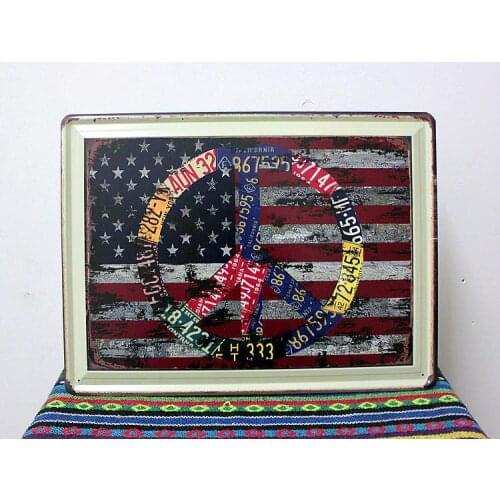 30pcs/lot Metal Sign shabby chicRetro American flag Tin signs Art Christmas decoration House Cafe Bar Vintage iron painting N-25