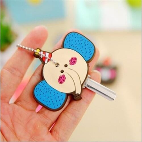 5Pcs/Set Cute Keychain Silicone Animal Protective Key Case Cover for Key Control Dust Cap Holder Gift Women Key Chain