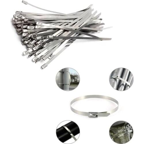 5 pcs Multi-Purpose Locking Cable Metal Zip Ties Stainless Steel Cable twist Ties Locking Metal Zip-Exhaust Wrap Coated