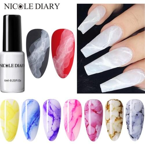NICOLE DIARY 6ML Watercolor Nail Polish Blooming DIY Nail Gel Decoration Salon Smoke Effect Bubble Varnish Nails Accessories