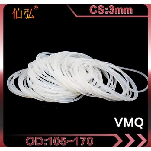 1PC/lot White Silicon O-Ring Silicone/VMQ OD105/110/120/130/135/140/150/170*3mm Thickness Rubber O Ring Seal Gasket Washer