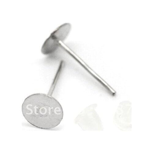 Free shipping!!! Silver Tone Earring Post W/ Stoppers 12x6mm,Lead ,Nickel Free,Earrings pad,Earrings Stud