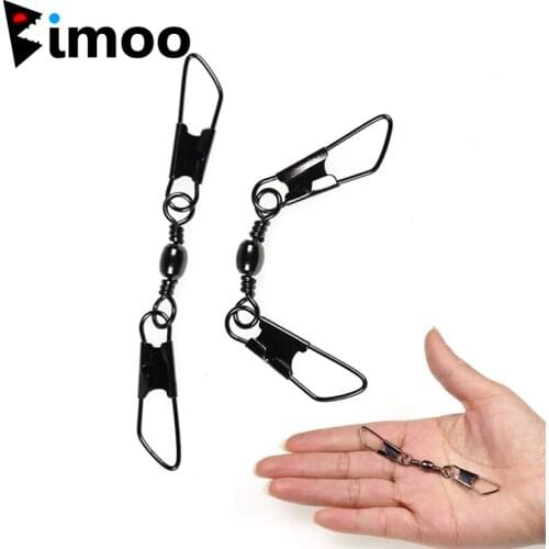 Bimoo 40/100pcs Copper Fishing Barrel Swivels With Double Safety Snaps Quick Change Pin Fishing Line Lure Hook Connector Link