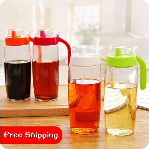 Large Household Glass Jar With Handle And Lid Leak Oiler Kitchen Accessories Seasoning Mason Jar Oil Bottle Vinegar Sauce Bottle