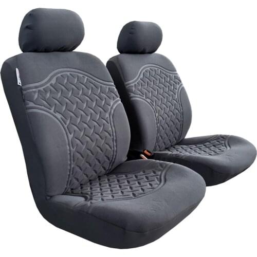 Suede Seat Covers For Trucks Cars SUV, Embossed Grey Front Set Auto Protector, Airbag Safe Universal Easy Fit