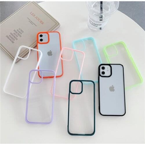 YK For iphone 12 pro Case Luxury Clear Candy Phone Bumper Coque For iphone 11 Case For Women Men X XS Max XR 6 8 7 Plus Cover